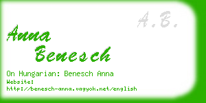 anna benesch business card